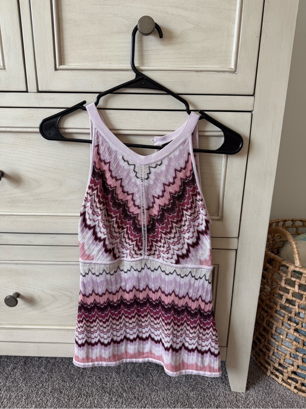 White House Black Market Pink Patterned Knit Halter Tank